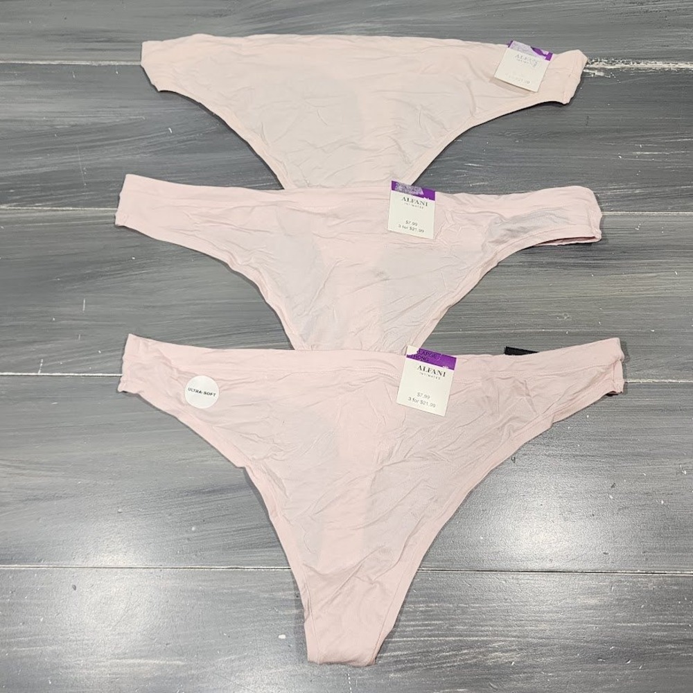 Alfani Intimates Thong Panties‎ Underwear Pink Ultra Soft 3 Pair Size XXL